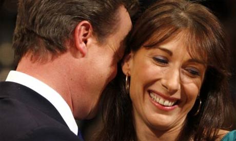 david cameron wife. David Cameron embraces his