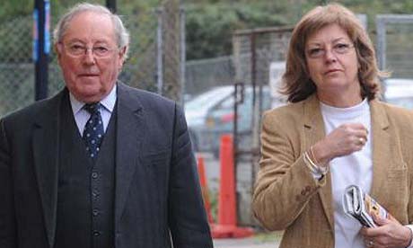 Sir Richard Tucker and his wife, Lady Jacqueline, arriving at Gloucester magistrates court