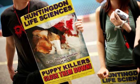  of London by animal rights protesters against Huntingdon Life Sciences.