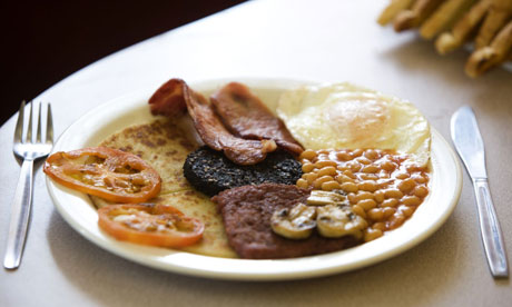 A traditional breakfast in a cafe in Glasgow