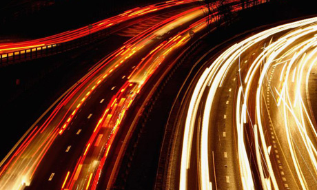 Traffic builds up as cars drive through Glasgow