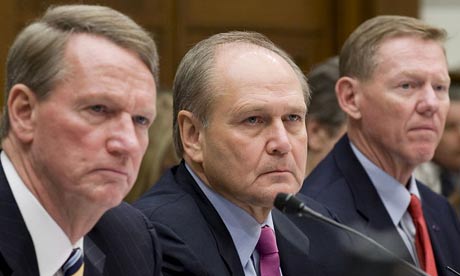 Chairman and CEO of General Motors Richard Wagoner, President and CEO of Chrysler Robert Nardelli, and President and CEO of Ford Motor Company Alan Mulally