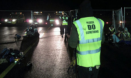 Climate protesters at Stansted airport