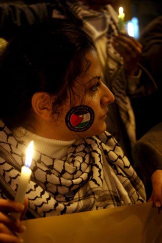 Gallery December 1 2008: Jenin, West Bank: Palestinians gather to light candles for Gaza and Nablus