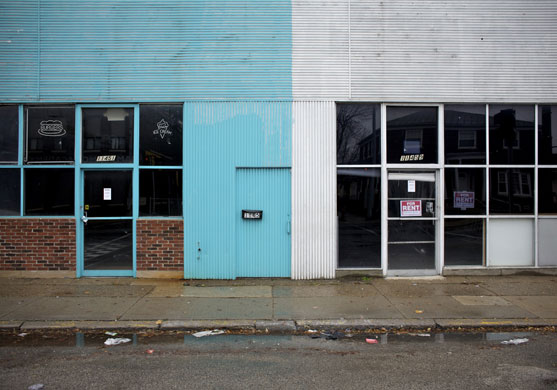 Gallery US car industry : For Rent signs seen in empty disused buildings in Hamtramck, Michigan, USA