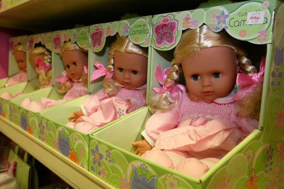 Gallery Children's toys: Rows of dolls at Hamleys