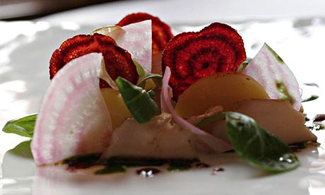 Beetroot and abalone at Helene Darroze at the Connaught