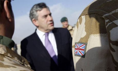 Gordon Brown meets troops at Camp Bastion in Helmand Province, Afghanistan