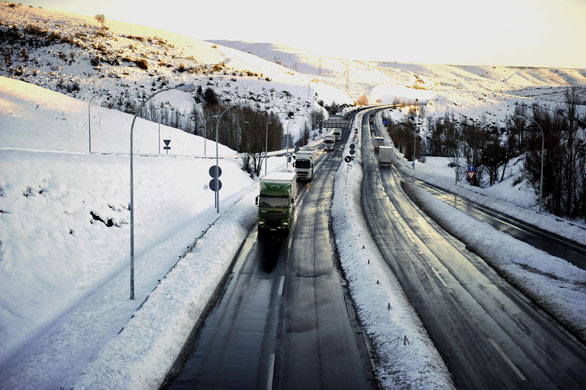 Gallery 16 December 2008: Caldas de Luna, Spain: Lorries on a road