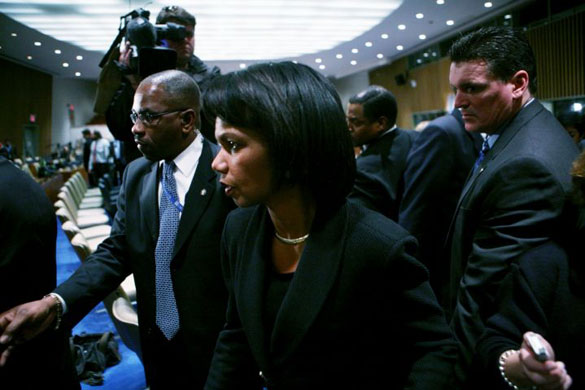 Gallery 16 December 2008: Condoleezza Riceleaves a press conference at the United Nations