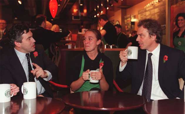 Tony Blair and Gordon Brown in Starbucks
