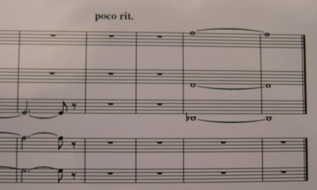 The final bars from the score of Elliott Carter's Sound Fields