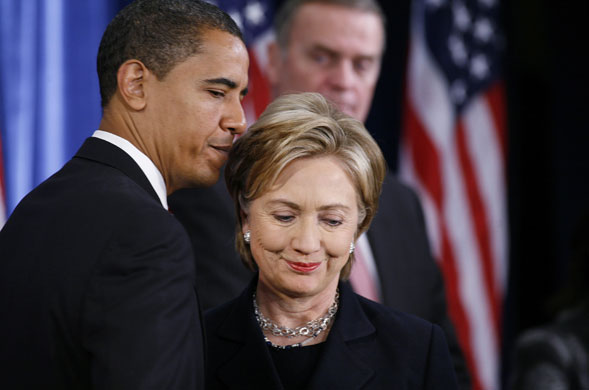 Gallery 24 hours in pictures : Barack Obama  and Hillary Clinton