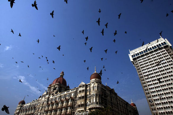 Gallery 22 December 2008: Mumbai, India: Pigeons fly around Taj Mahal hotel
