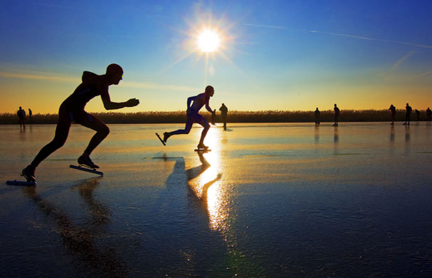 Gallery 24 hours in pictures: Frieslands, Netherlands: Skaters compete on a track of ice