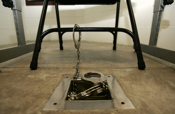Gallery Guantanamo: Ankle cuffs attached to the floor in an interrogation room at Camp V