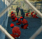 detainees in orange jumpsuits at Guantanamo Bay 