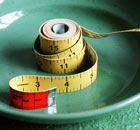 Tape measure on plate