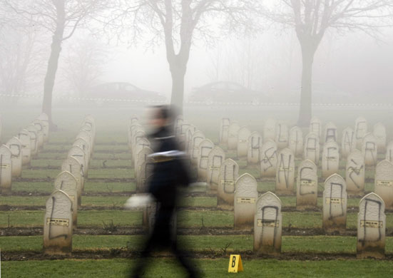 Gallery 24 hours in pictures: Vandalised tombs in the Muslim section of the Notre-Dame-de-Lorette 