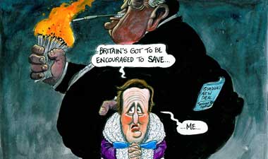 06.01.09: Martin Rowson on David Cameron's plans for a savings tax cut 