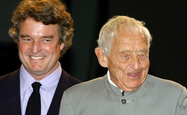 Jamie Wyeth, also a painter, accompanies his father, Andrew Wyeth, at an awards ceremony. Photograph: Chris Gardner/AP 