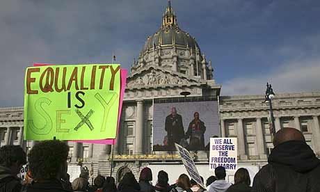 gay marriage, proposition 8 Protesters gather in front of California's 