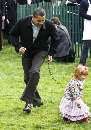 Barack Obama at the Easter egg roll