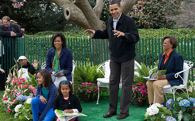 Barack Obama at the White House Easter egg roll