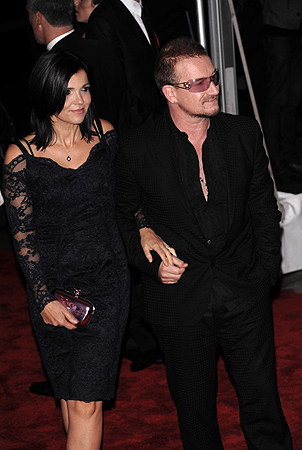  Bono and his wife Ali Hewson arrive at the Metropolitan Museum of Art's costume institute gala in New York 