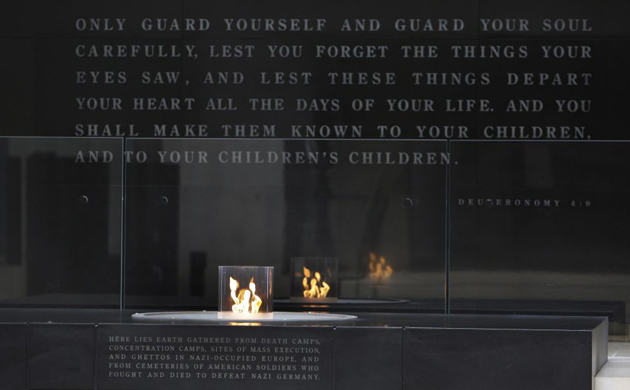 The flame at the Hall of Remembrance in the US Holocaust Memorial Museum burns on after the shooting of a security guard 