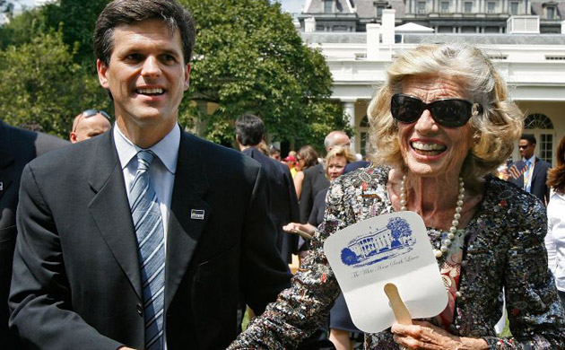 Special Olympics Chairman Timothy P Shriver  and his mother and Special Olympics founder Eunice Kennedy Shriver leave the Rose Garden after the Special Olympics Global Law Enforcement Torch Run Ceremony in the Rose Garden at the White House in 2007