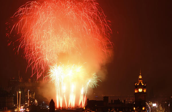 Fireworks mark the new year in Scotland's capital city Edinburgh.