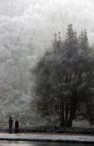 Gallery 11 January 2009: People walk around the frozen lake at the National Trust's Stourhead
