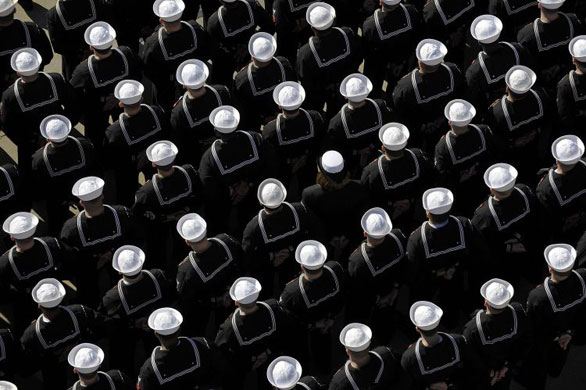 Gallery 11 January 2009: Naval Station Norfolk, US: The crew stand during a commissioning ceremony