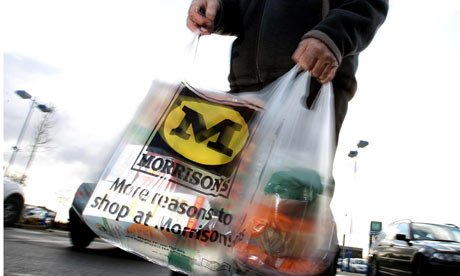 Morrisons customer with bag of shopping