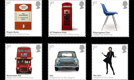 stamps Six of the British design collection's stamps Photograph: PA