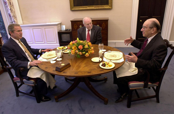 Gallery President George W Bush: Bush and Cheney lunch with US Federal Reserve Chairman Alan Greenspan
