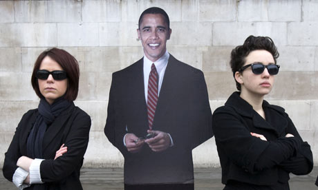 Cardboard cutout of Barack Obama