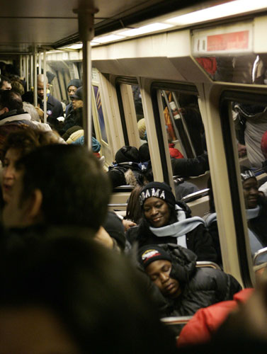 Gallery Inauguration Day crowds: Crowds of people make their way on the Metro to Washington