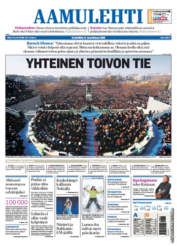 Gallery Obama world front pages: Finland Aamulehti