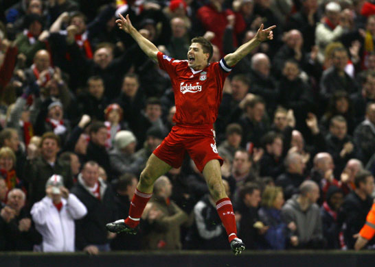 Gallery Liverpool v Everton: Gerrard celebrates