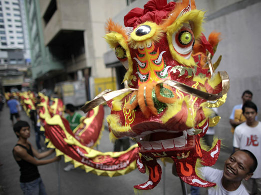Gallery World Chinese New Year: Members of a lion dance troupe