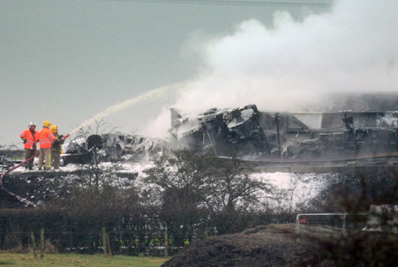 Gallery Frieght train fire: Freight train fire in Scotland