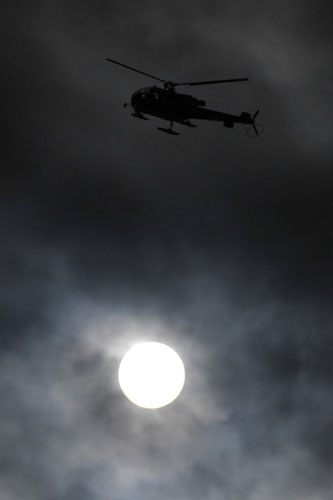 Gallery Davos: Swiss Army helicopter flies over Davos streets