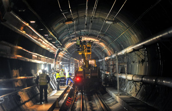 Gallery 29 January 2009: Employees work on the rail tunnel under the Channel