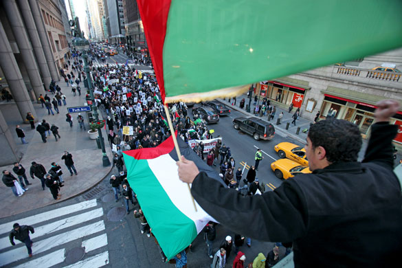 Gallery Israeli troops enter Gaza: Demonstrators in New York against Israeli attacks on Gaza