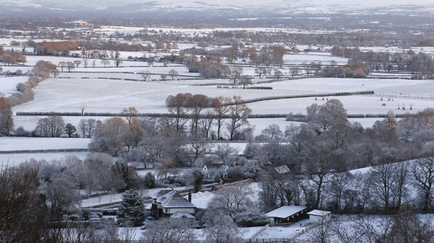 Gallery snow in the uk: Snow covers fields are seen on the Cheshire plain  
