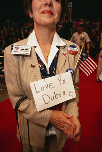 Gallery President George W Bush: George W. Bush Supporter with Sign
