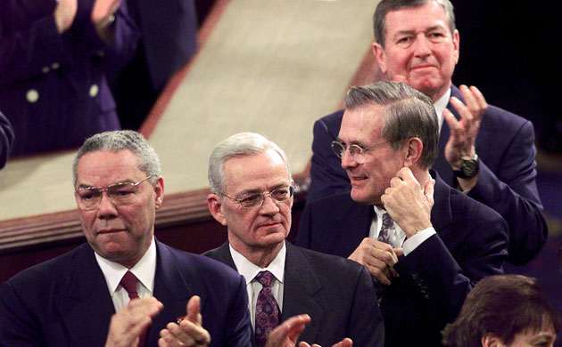 Gallery President George W Bush: US President George W. Bush's cabinet (L-R) Secret