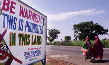 Muslim women cross the border of Zamfara in northeastern Nigeria